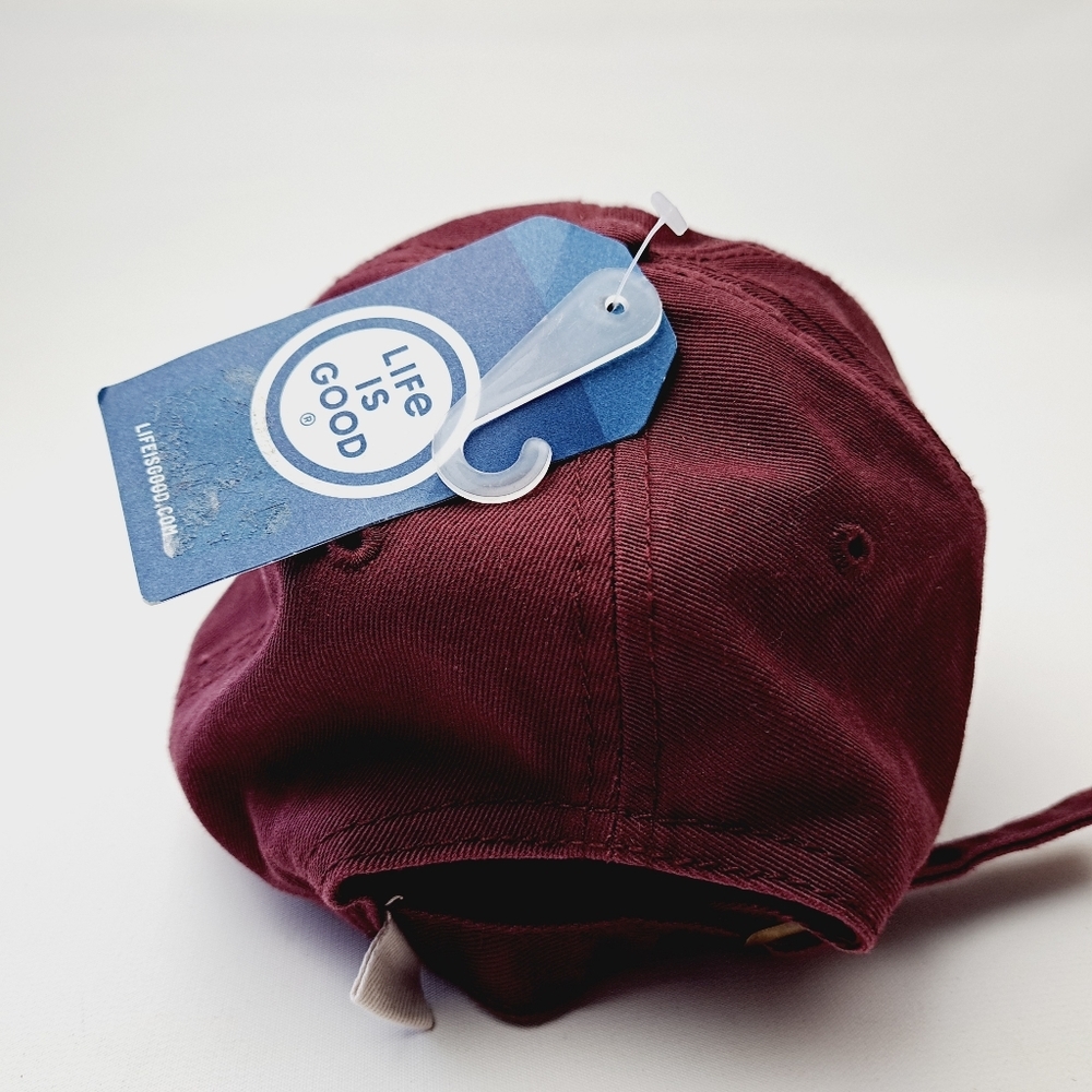 Life Is Good Women's 100% cotton cap hat maroon Adjustable Strap - Picture 5 of 6
